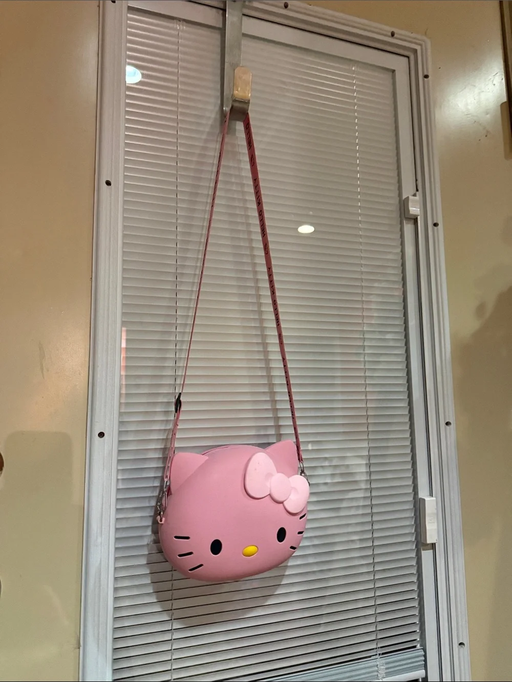 Hello Kitty Pink Cat Face Crossbody Bag with Bow Accent